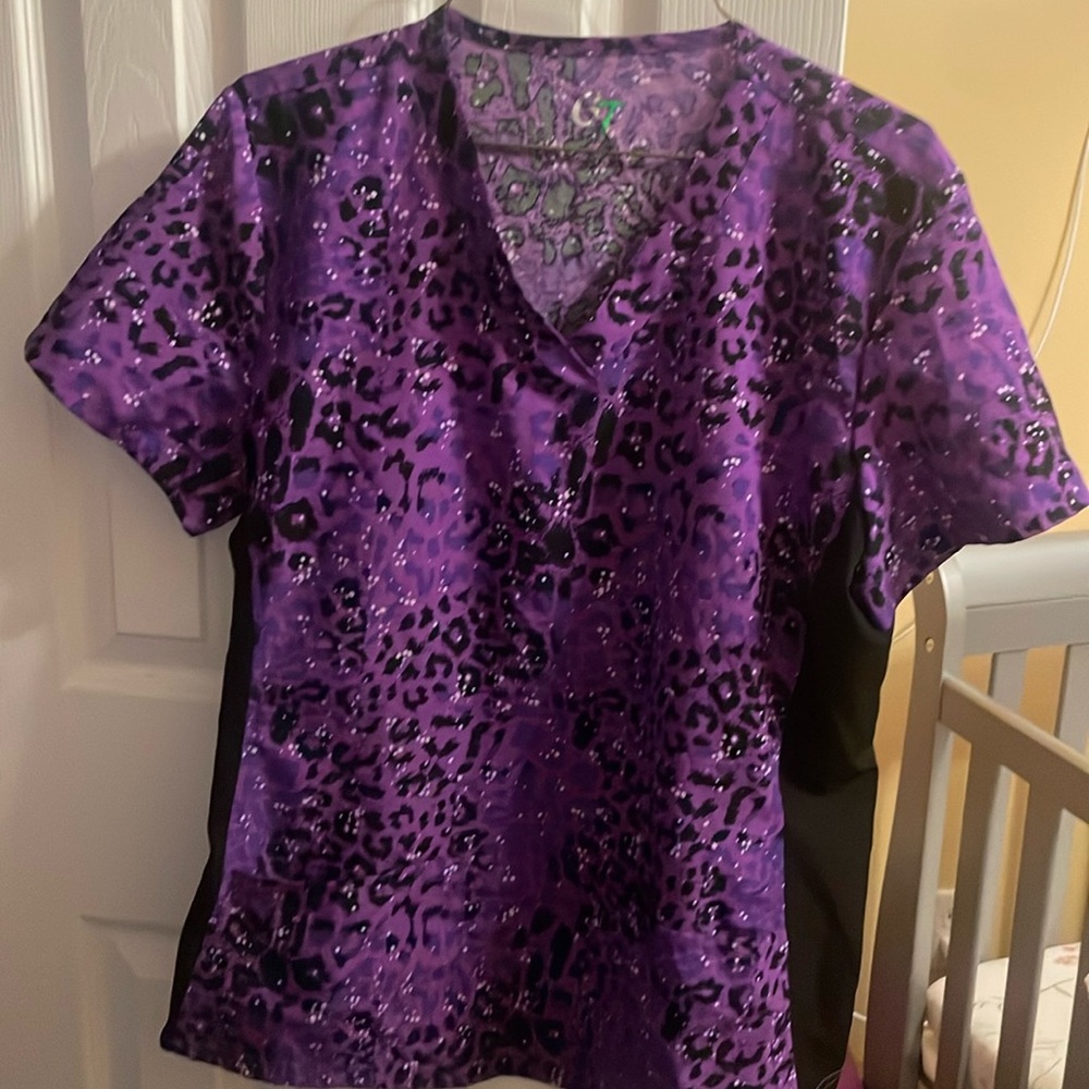Purple cheetah GT scrub top